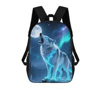 sinyumoney Howling Wolf Moonlight 3D Printed Kids School Bag Rucksacks Children's School Fashion Casual Back Pack High Capacity Travel Book Bags Backpack for Kids 17inch