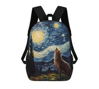 sinyumoney Howling Wolf Starry Night Backpack School Bag Travel College Rucksack Backpacks for Camping Outdoor Adventures And Daily Travel 17inch