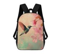 sinyumoney Hummingbird And Cherry Blossoms Art School Bags Lightweight Airport College Students Back Pack for Camping Outdoor Adventures And Daily Travel 17inch