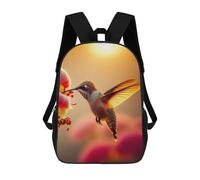 sinyumoney Hummingbird And Flower in Golden Light Backpack for School 3D Printed Boys Girls School BagChildren Bookbag Travel Rucksack 17inch
