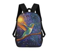 sinyumoney Hummingbird Art Print - Colorful Wildlife Decor School Backpack Business Durable Laptop Bag for Camping Outdoor Adventures And Daily Travel 17inch