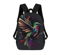 sinyumoney Hummingbird Colorful Backpacks Kids 17inch School Backpack School Bag 3D Printed School Bag for Boys Elementary And Middle School Students