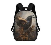 sinyumoney Hummingbird Enchanted Isle Children's Backpack, 3D Printed School Backpack, Backpack for Boys Girls, Adjustable School Bag for Primary School 17inch