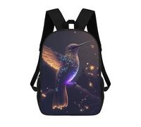 sinyumoney Hummingbird Illustration 3D Printed School Backpack Casual Children's Backpacks 3D Printed School Bag for Boys Elementary And Middle 17inch