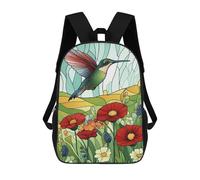 sinyumoney Hummingbird in Flower Garden Backpack School Lightweight Casual Daypack School Backpacks for Boys/Girls/Teenagers 17inch