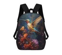 sinyumoney Hummingbird in Flowers School Bag Backpack Teen Schoolbag 3D Printing Adjustable Schoolbag Fashion Pocket Bag for Kids Boys Girls Students And Teenagers Fans 17inch