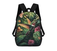 sinyumoney Hummingbird in Tropical Paradise 3D Printed Children's School Backpack for Kids High Capacity Travel Rucksacks Book Bags Kids School Bag Back Pack 17inch
