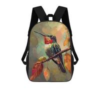 sinyumoney Hummingbird on Branch Kids Backpack, Kids School Bag 3D Printed School Backpacks for Boys And Teenager School Students 17inch