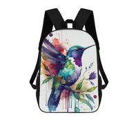 sinyumoney Hummingbird Watercolor Bir Rucksack Lightweight Schoolbag Dayback Bookbag College for Girl, Teen Girls 17inch