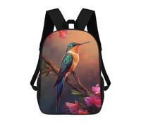 sinyumoney Hummingbird with Pink Flowers School Backpack Fashion Stationery Backpack Waterproof Casual Daypacks for Camping Outdoor Adventures And Daily Travel 17inch