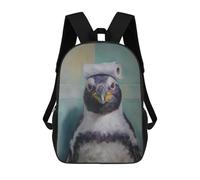 sinyumoney Humorous Penguin with Toilet Paper Hat Children's Backpacks School Backpack 3D Printed for Kids Travel Rucksacks Book Bags Kids 17inch School Bag