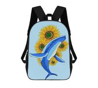 sinyumoney Humpback Whale And Flower 3D Printed Kids School Bag Rucksacks Children's School Fashion Casual Back Pack High Capacity Travel Book Bags Backpack for Kids 17inch