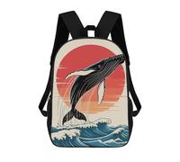 sinyumoney Humpback Whale Breaching at Sunset Children's Backpacks School Backpack 3D Printed Backpack for Kids Travel Rucksacks Book Bags Kids School Bag 17inch