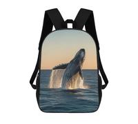 sinyumoney Humpback Whale Breaching School Bag Bookbag 3D Printed Children's Backpacks for Kids Boy Girl Book Bags Kids School Bag Travel Rucksacks 17inch