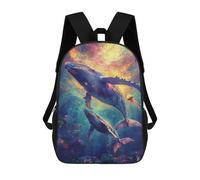 sinyumoney Humpback Whale Pair School Bags Lightweight Casual Daypack School Backpacks for School/Work/Travel 17inch