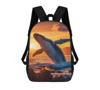 sinyumoney Humpback Whale Sunset Leap in Ocean Rucksacks 3D Printed Children Backpacks Fashion Casual Daypack Cute Travel Bags Outdoor Casual Daypack for Boy And Girl 17inch