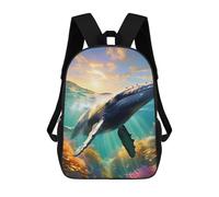 sinyumoney Humpback Whale Swimming Rucksacks 3D Printed Children Backpacks Fashion Casual Daypack Cute Travel Bags Outdoor Casual Daypack for Boy And Girl 17inch