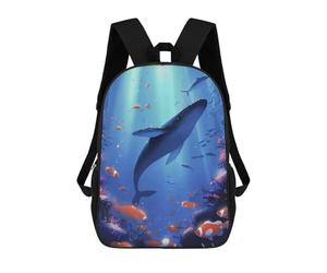 sinyumoney Humpback Whale Underwater 3D Printed School Backpack Casual Children's Backpacks 3D Printed School Bag for Boys Elementary And Middle 17inch