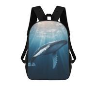 sinyumoney Humpback Whale Underwater Children's Backpack, 3D Printed School Backpack, Backpack for Boys Girls, Adjustable School Bag for Primary School 17inch