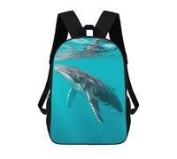 sinyumoney Humpback Whale Underwater Kids School Backpack School Bag 3D Printed School Bag for Boys Elementary And Middle School Students 17inch