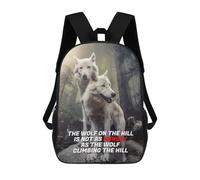 sinyumoney Hungry Wolf On The Hill Backpacks Kids Student Schoolbag,3D Printed Backpacks,Elementary And Middle School Students Backpacks for Boys Girls 17inch