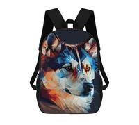 sinyumoney Husky Abstract Backpack Kids School Backpack School Bag 3D Printed Fashion School Bag for Boys Elementary And Middle School Student 17inch