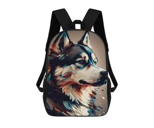 sinyumoney Husky Abstract Dog School Backpack Daypacks Business Backpack Water Resistant Bookbag - Perfect for Travel, Work And Daily Use 17inch