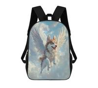 sinyumoney Husky Angel Pet Loss Tribute Art Angel Dog in The Clouds School Backpack Water Resistant Computer Rucksack for Campus Outdoor Travel Sports 17inch
