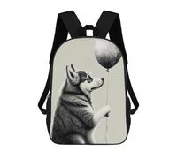 sinyumoney Husky Balloon Dog 3D Printed 17inch School Bag Children's School Backpack Travel Backpacks Casual Fashion Bag for Kids School Students