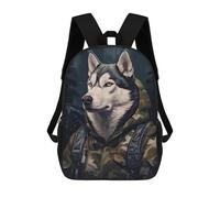 sinyumoney Husky Camo Jacket Backpack School Bag School Secondary High School College Backpack Travel for Boys/Girls/Teenagers 17inch