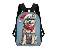 sinyumoney Husky Christmas Rucksack Fashion Stationery Backpack Waterproof Casual Daypacks for Men, Women & Teenage Boys 17inch