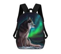 sinyumoney Husky Dog Aurora Backpack School Bag Rucksack Casual Daypacks School Work Travel Bag for Girl, Teen Girls 17inch