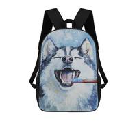 sinyumoney Husky Dog Brushing Teeth Painting-1 Backpack School Computer Rucksack for School/Work/Travel- Perfect for Travel, Work And Daily Use 17inch