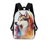 sinyumoney Husky Dog Colorful School Backpack Daypacks Business Backpack Water Resistant Bookbag for Campus Outdoor Travel Sports 17inch
