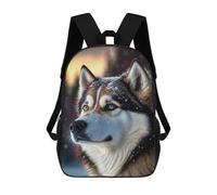 sinyumoney Husky Dog Snow Backpack 3D Printed Children's School Backpack for Kids High Capacity Travel Rucksacks Book Bags Kids School Bag Back Pack 17inch