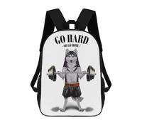 sinyumoney Husky Dog Weightlifting Backpacks Kids School Backpack School Bag 3D Printed School Bag for Boys Elementary And Middle School Students 17inch