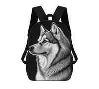 sinyumoney Husky Drawn Dog Backpack School Fashion Stationery Backpack Waterproof Casual Daypacks for Men, Women & Teenage Boys 17inch