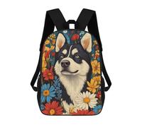 sinyumoney Husky in Flowers Husky Surrounded by Summer Florals Dog Wall Art Print Rucksack Lightweight Schoolbag Dayback Bookbag College for Girl, Teen Girls 17inch
