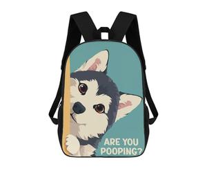 sinyumoney Husky Peeking Are You Pooping 3D Printed School Backpack Casual Children's Backpacks 3D Printed School Bag for Boys Elementary And Middle 17inch