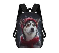sinyumoney Husky Snow Children's Backpacks School Backpack 3D Printed for Kids Travel Rucksacks Book Bags Kids 17inch School Bag