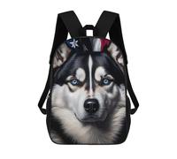 sinyumoney Husky USA Flag America School Bags Daypacks Business Backpack Water Resistant Bookbag for Men, Women & Teenage Boys 17inch