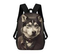 sinyumoney Husky Vintage School Backpack Large Water Resistant Laptop Backpack for Boys/Girls/Teenagers 17inch