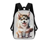 sinyumoney Husky Watercolor Cute Backpack School Work Laptop Backpack Rucksack Bag for Men, Women & Teenage Boys 17inch