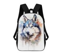 sinyumoney Husky Watercolor Dog Backpack 3D Printed Children's School Backpack Kids Travel Backpacks High Capacity Book Bags Children's Backpack Rucksack 17inch