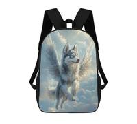 sinyumoney Husky with Angel Wings Majestic Pet TributeFlying Husky with Wings Rucksack Large School Backpack for Boys - Perfect for Travel, Work And Daily Use 17inch
