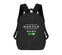 sinyumoney Hustle Mode Turned On Rucksack Water Resistant Travel Backpack Computer Bag for School/Work/Travel 17inch