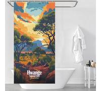 sinyumoney Hwange National Park Zimbabwe Illustration Bath Shower Curtains Mildew Thicken Durable Polyester Bathroom Curtains Modern Art for Shower Bath Curtain Wet Room 35.43x70.87Inch（90x180cm）
