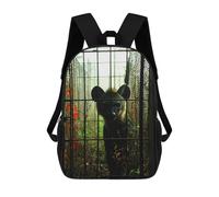 sinyumoney Hyena Behind Bars 17 Inch School Bag Backpack Teen Schoolbag 3D Printing Adjustable Schoolbag Fashion Pocket Bag for Kids Boys Girls Students