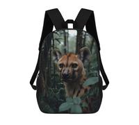 sinyumoney Hyena Portrait in Lush Greenery 17 Inch Kids Backpack Fashion Fun Backpack Book Bag for Boys And Teenager 3D Printed for Boys