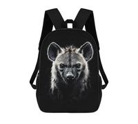 sinyumoney Hyena Portrait on Black Background Children's 17 Inch School Backpack 3D Printed Casual Daypacks for Kids Travel Rucksacks Book Bags Kids School Bag